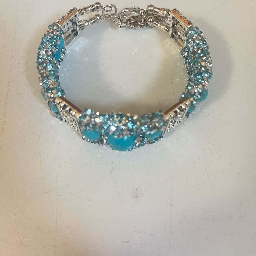 Elegant Silver and Blue Bracelet